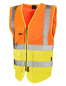 Leo Lynton Superior Class 2 Waistcoat - Orange/Yellow Clothing